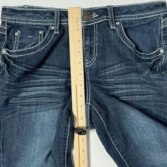 Earl Boot Cut Mid Rise Rhinestone Pockets Dark Wash Jeans Women’s Size 6P (J5) - Picture 10 of 11